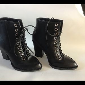 Black lace up booties